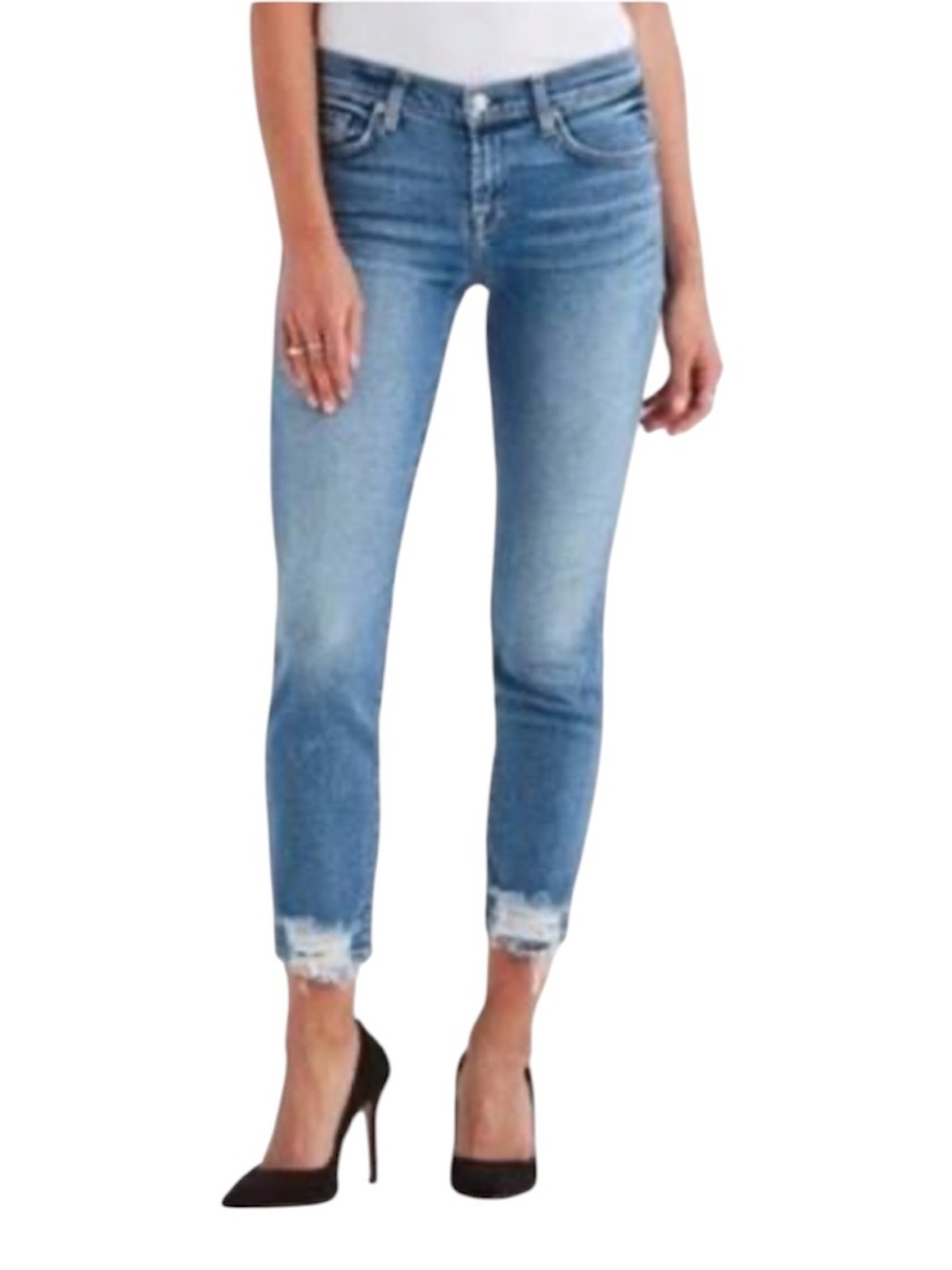 7 For All Mankind Luxe Vintage Roxanne Ankle Jean Women 29 x 27 Stretch Distress